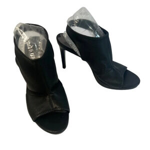 Via Spiga Black Open Toe Slingback Leather‎ High Heels Leather Size 7.5